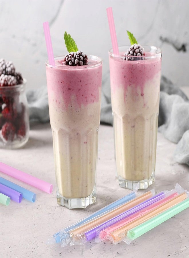 ONEYIM [Individually Wrapped] Disposable Plastic Smoothie Boba Straws - 9.45" Long 0.43" Wide Colorful Jumbo Straws for Milkshake, Bubble Tea, Lemonade, Milk, Coffee, 100 Pieces - Image 3